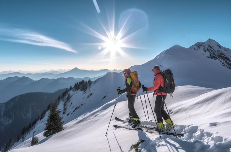 山上滑雪的登山客摄影图,高清,摄影图,摄影图片,图片大全,摄影图免费下载